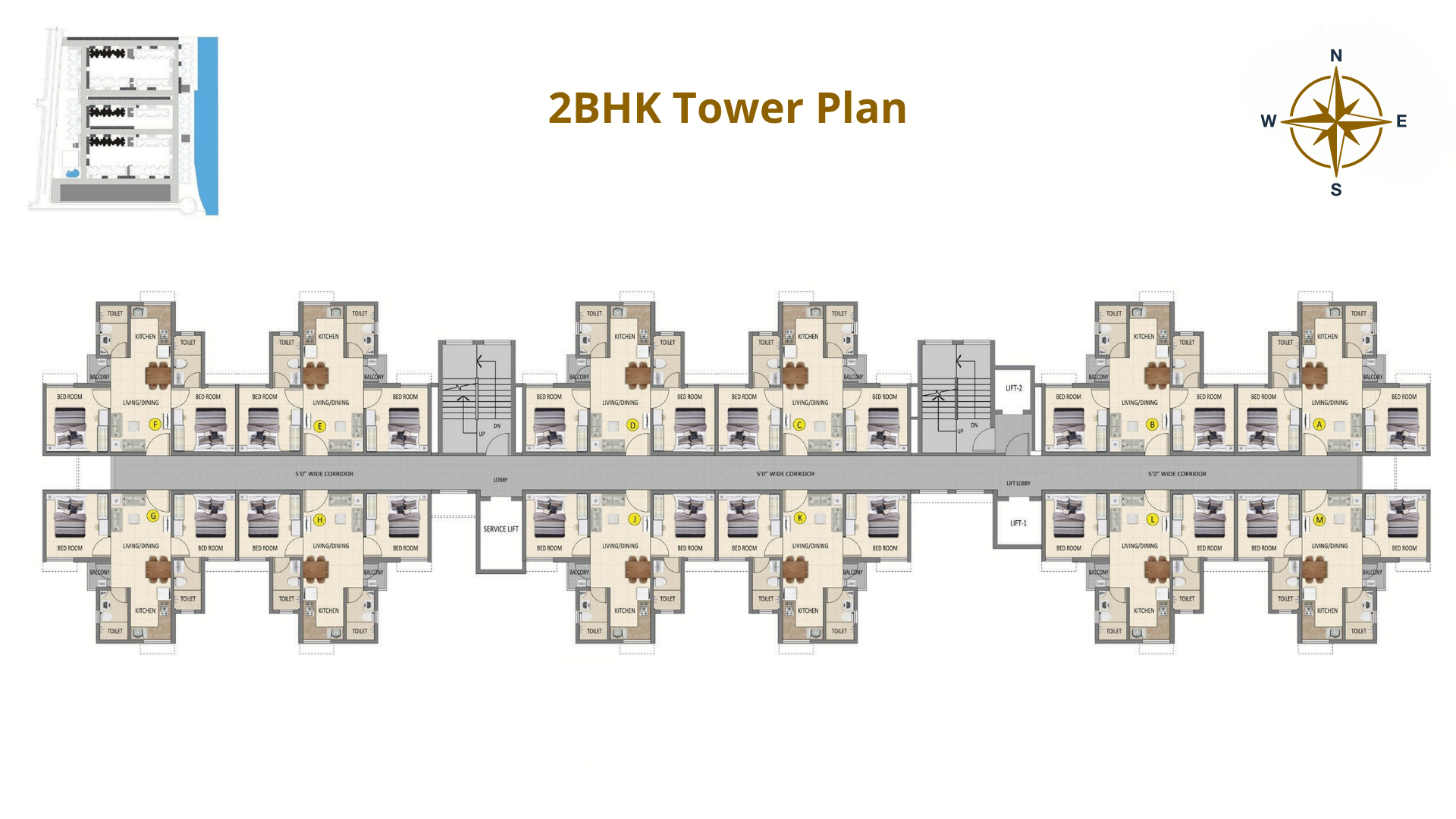 2BHK Tower Plan